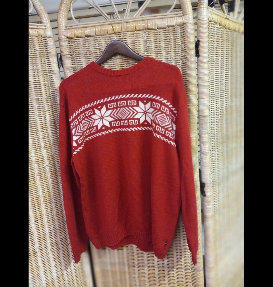 CHAPS Est. 1978 Sweater Red White Holiday Flower Etchings  Size XL/TG